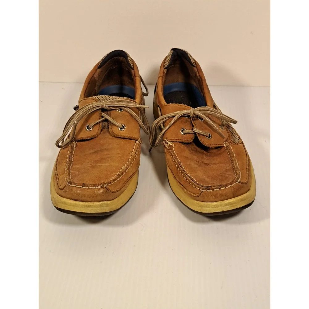 Sperry Top-Sider Mens Billfish Tan Leather Mesh Boat Shoes 12M 0777347